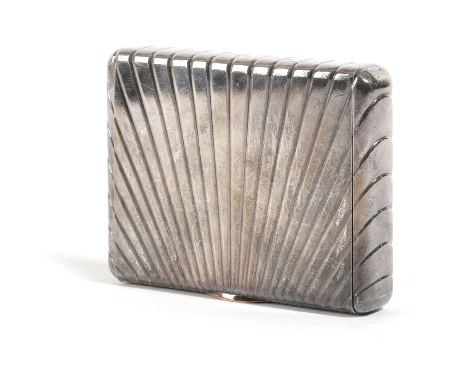 AN AUSTRIAN SILVER CIGARETTE CASE MAKER'S MARK OF 'BS' rectangular form, with radiating fluted