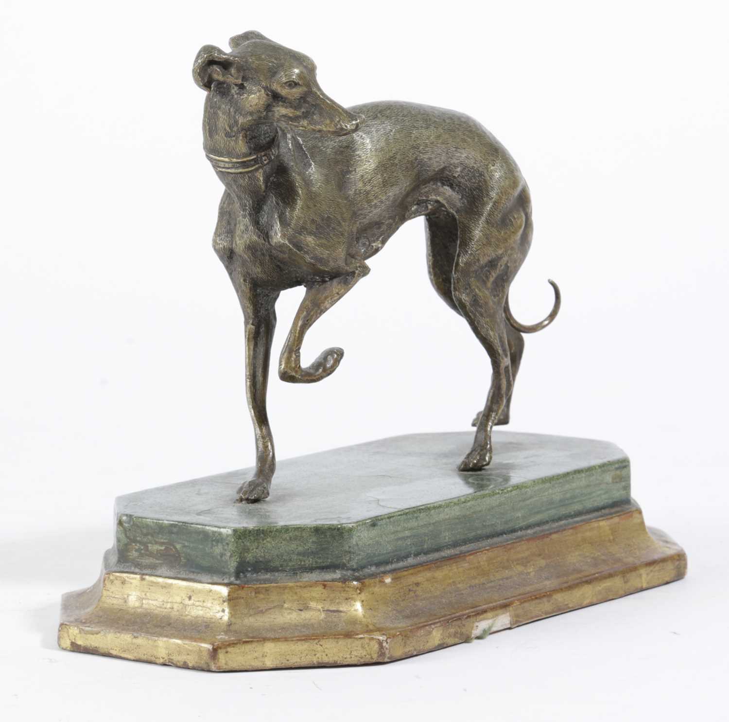 A FRENCH BRONZE MODEL OF A WHIPPET AFTER PIERRE-JULES MÊNE (1810-1879), EARLY 20TH CENTURY mounted - Image 2 of 2