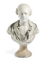 A CONTINENTAL BISCUIT PORCELAIN BUST OF A GENTLEMAN 18TH CENTURY possibly of the philosopher Jean