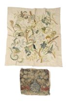 A CREWEL WORK PANEL EARLY 20TH CENTURY worked with wools depicting snakes writhing in grapevines and