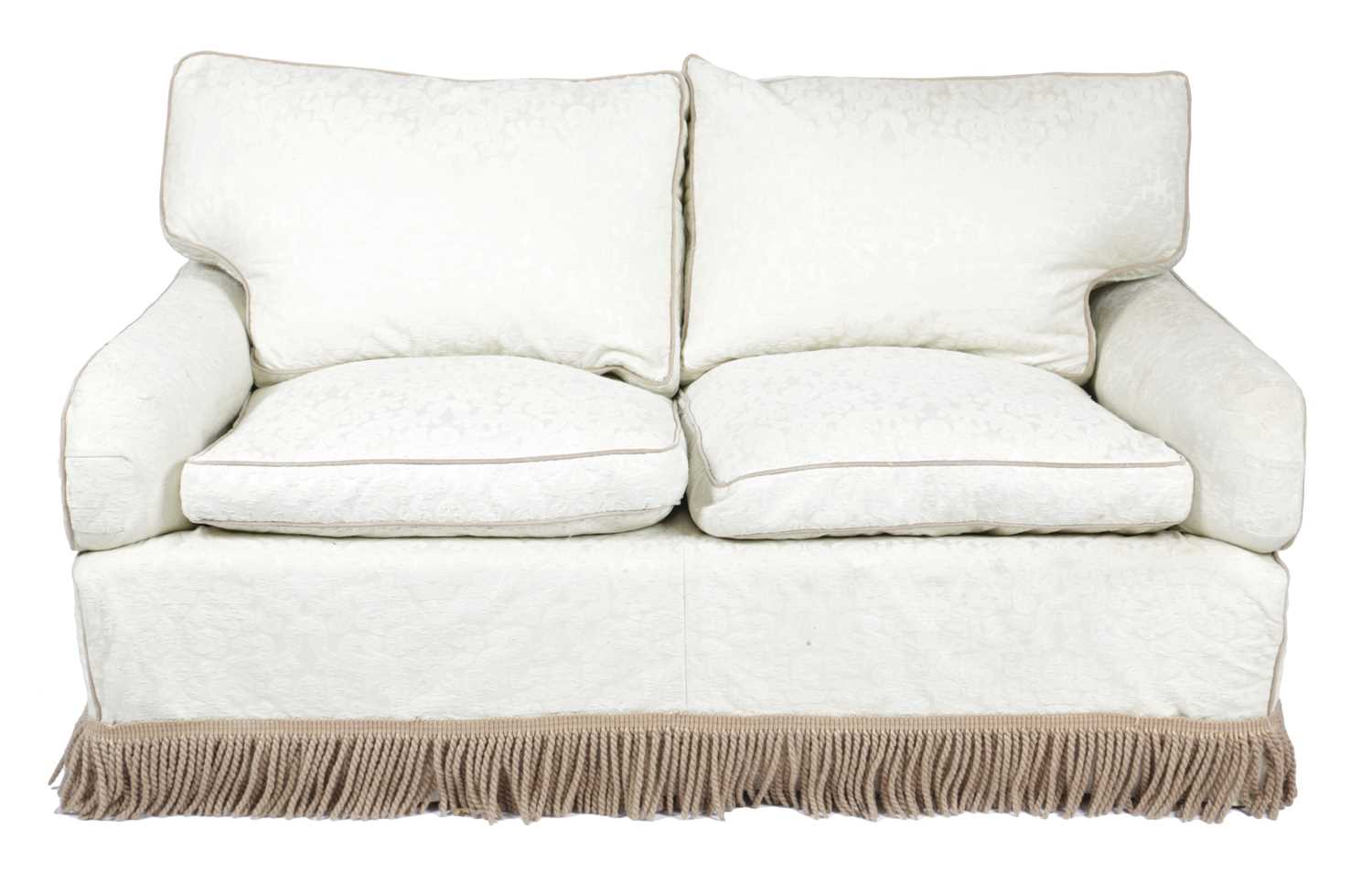 A MODERN TWO SEATER SOFA 20TH CENTURY with loose covers 77.5cm high, 155cm wide, 92cm deep