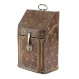 AN ITALIAN BROWN LEATHER STATIONERY BOX VENETIAN, 18TH / 19TH CENTURY decorated with gilt tooled