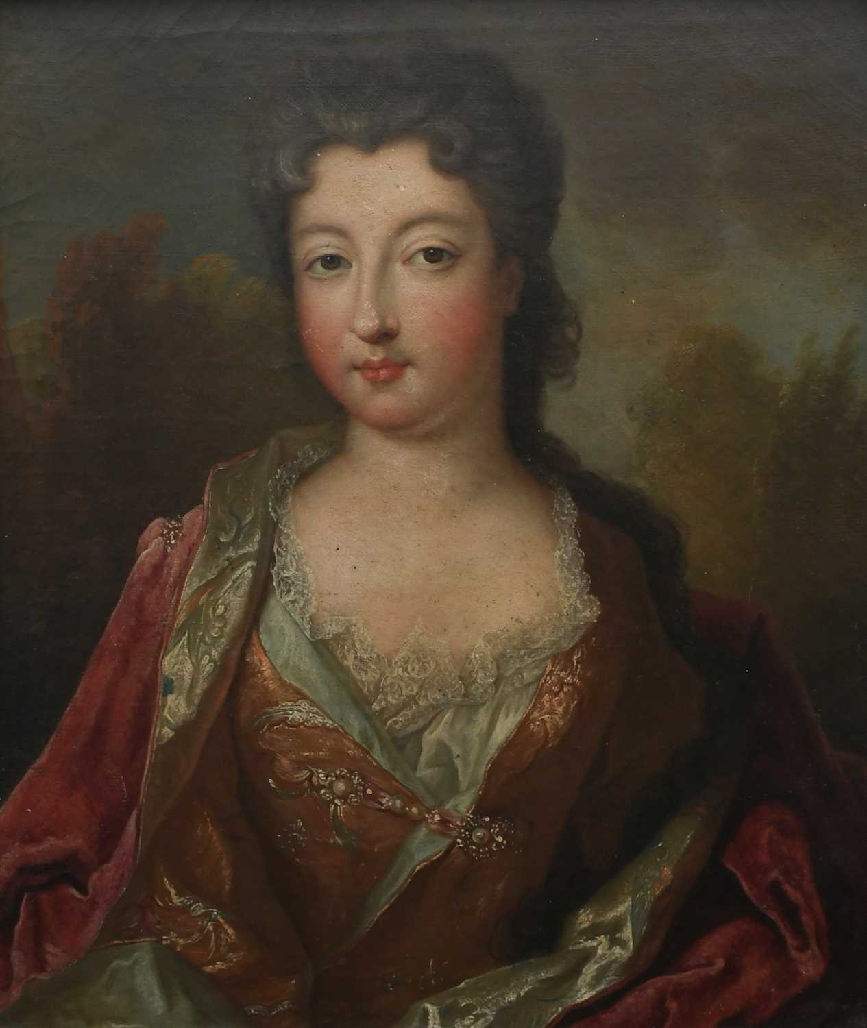FRENCH SCHOOL 18TH CENTURY Portrait of Françoise Marie de Bourbon (1677-1749), Duchess d'Orleans, - Image 2 of 5