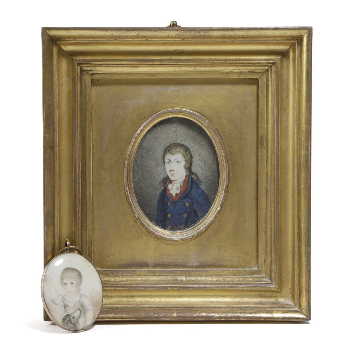 λ λ SCOTTISH SCHOOL 18TH CENTURY Portrait miniature of William Hay, as a child with his dog Oval, in