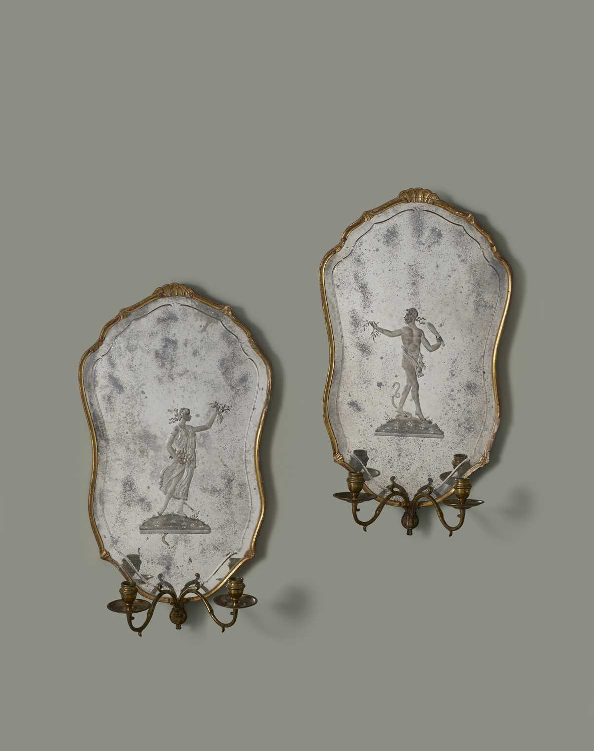 A PAIR OF ITALIAN GILTWOOD GIRANDOLE MIRRORS VENETIAN, IN ROCOCO STYLE, 19TH CENTURY each with a - Image 2 of 2