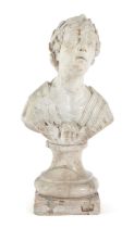 AN ITALIAN MARBLE GRAND TOUR BUST OF APOLLO 17TH CENTURY with a laurel wreath in his hair above a