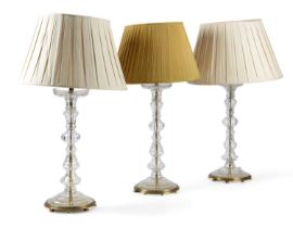 A PAIR OF CUT-GLASS 'CRYSTAL AND GILT' TABLE LAMPS BY COLEFAX & FOWLER, SECOND HALF 20TH CENTURY