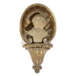 A GEORGE II SCOTTISH GILTWOOD AND ALABASTER PORTRAIT BUST NICHE MID-18TH CENTURY the fluted shell