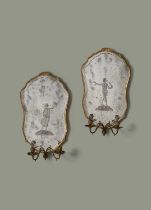 A PAIR OF ITALIAN GILTWOOD GIRANDOLE MIRRORS VENETIAN, IN ROCOCO STYLE, 19TH CENTURY each with a