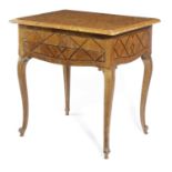 AN ITALIAN WALNUT SIDE TABLE 18TH CENTURY AND LATER the later faux marble painted wood top above a