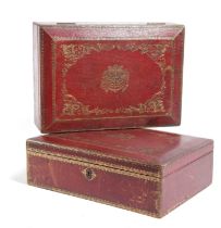 A PAIR OF RED LEATHER DESPATCH BOXES BY WICKWAR, POLAND STREET, LONDON, LATE 19TH CENTURY each