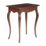 A CONTINENTAL MAHOGANY OCCASIONAL TABLE LATE 19TH / EARLY 20TH CENTURY the tray-top above a frieze