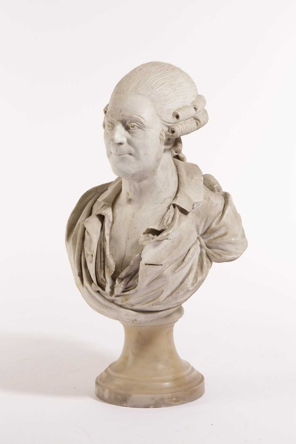 A CONTINENTAL BISCUIT PORCELAIN BUST OF A GENTLEMAN 18TH CENTURY possibly of the philosopher Jean - Image 2 of 2