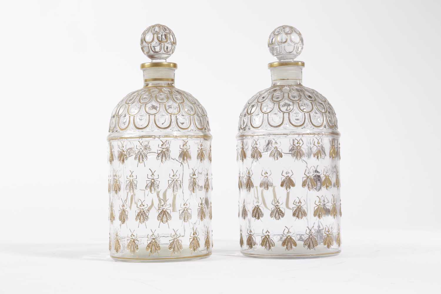 A PAIR OF FRENCH GLASS EAU DE COLOGNE BOTTLES AND STOPPERS BY GUERLAIN, 20TH CENTURY each - Image 2 of 2