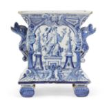 A LARGE DELFT POTTERY TULIPIÈRE STAND OR PEDESTAL 19TH CENTURY of rectangular form, well painted