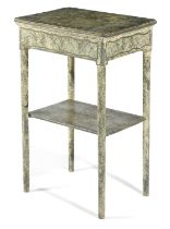 A PAINTED TWO TIER TABLE EARLY 20TH CENTURY AND LATER with faux marble and gilt decoration 72.9cm