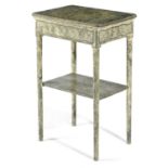 A PAINTED TWO TIER TABLE EARLY 20TH CENTURY AND LATER with faux marble and gilt decoration 72.9cm