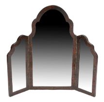 λ A TORTOISESHELL TRIPTYCH DRESSING MIRROR LATE 19TH CENTURY with an arched central plate flanked by