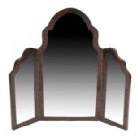 λ A TORTOISESHELL TRIPTYCH DRESSING MIRROR LATE 19TH CENTURY with an arched central plate flanked by