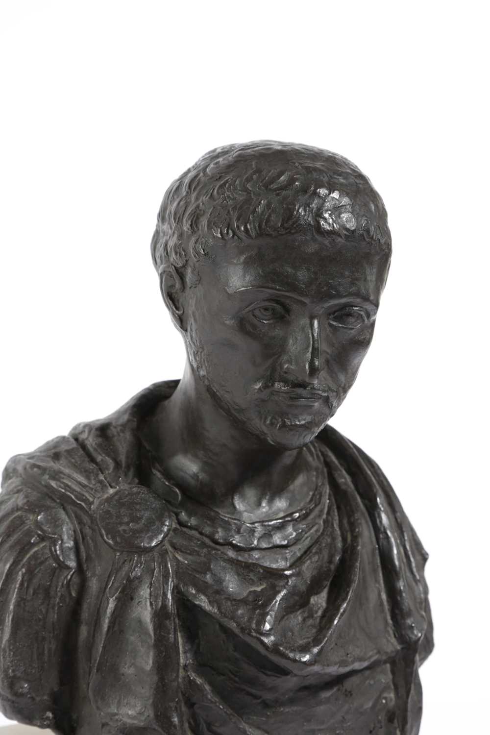 AN ITALIAN BRONZE GRAND TOUR BUST OF THE ROMAN EMPEROR BRUTUS AFTER THE ANTIQUE, 19TH CENTURY with - Image 2 of 2