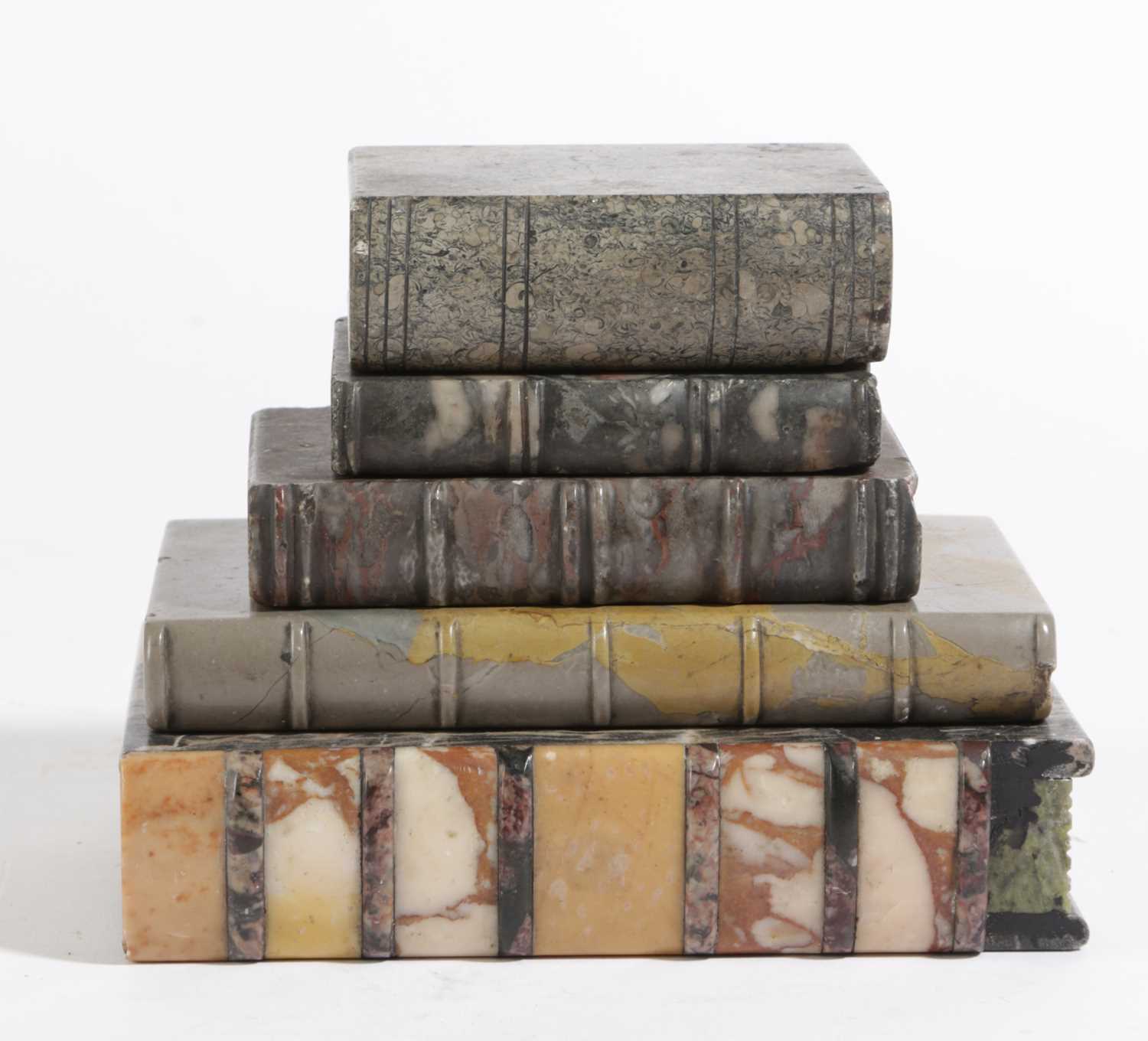 FIVE ITALIAN MARBLE GRAND TOUR 'BOOKS' 19TH CENTURY in a variety of marbles, including one book in - Image 2 of 2