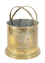 A FINE BRASS TWIN-HANDLED ICE BUCKET DUTCH OR ITALIAN, 19TH CENTURY of cylindrical form, the pair of