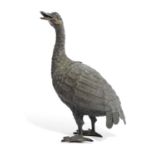 A JAPANESE BRONZE MODEL OF A DUCK MEIJI PERIOD, LATE 19TH CENTURY naturalistically modelled standing