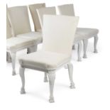 A SET OF EIGHT WHITE PAINTED DINING CHAIRS AFTER A DESIGN BY WILLIAM KENT, 19TH / 20TH CENTURY