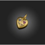 Paul Robin, an Art Nouveau ruby, sapphire and diamond sentimental locket pendant, late 19th century,