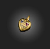 Paul Robin, an Art Nouveau ruby, sapphire and diamond sentimental locket pendant, late 19th century,