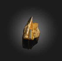Björn Weckström, and abstract gold ring, set with a tourmaline crystal in 14ct yellow gold, signed