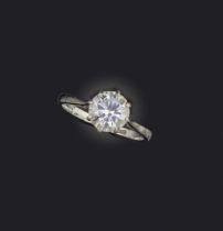 A diamond solitaire ring, the circular-cut diamond weighing approximately 1.65cts, in plain platinum