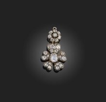 A Victorian diamond pendant, late 19th century, composite, designed as a five-petalled flower set