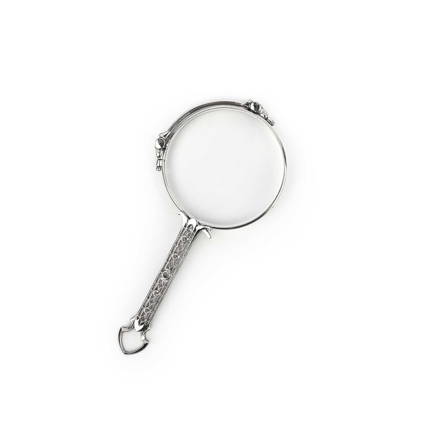 A platinum and diamond lorgnette, early 20th century, the handle of openwork design, set with