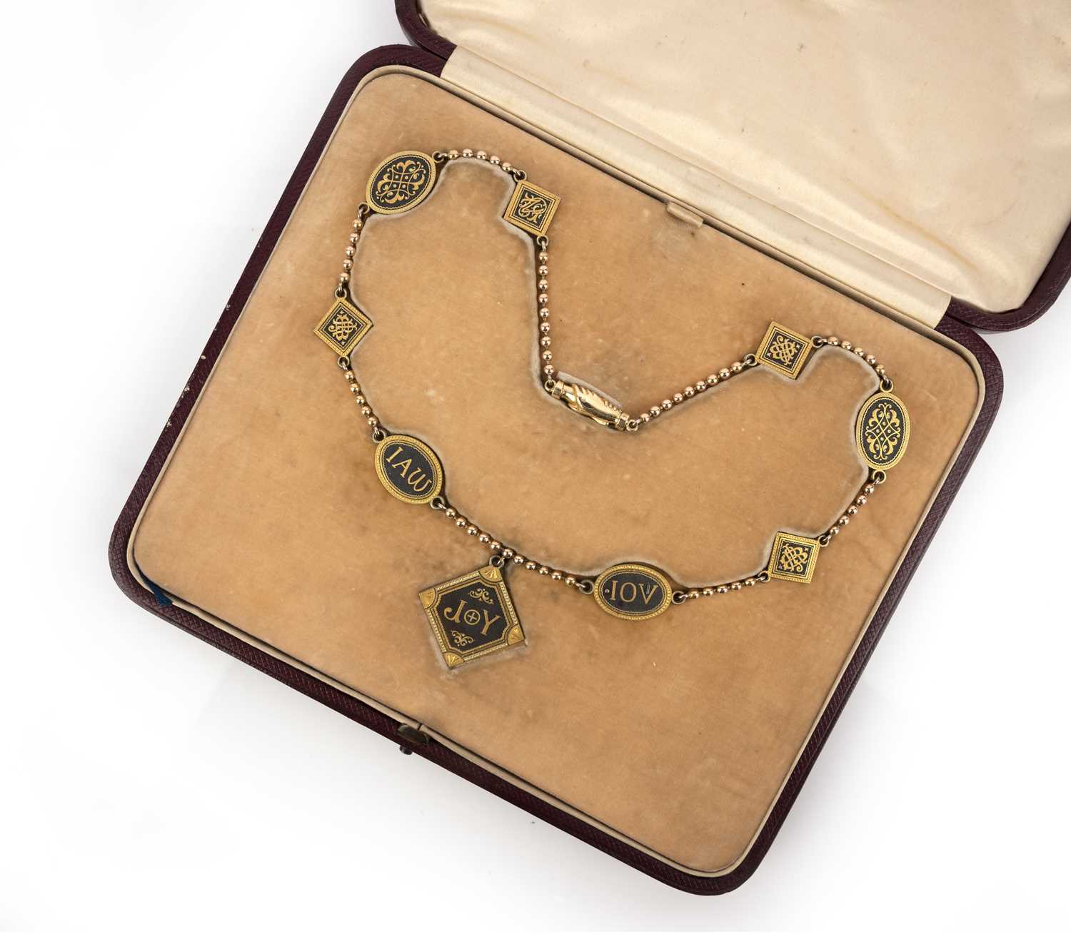 Attributed to Leon Eguiazu, a gold and damascene steel necklace, Spain, circa 1905, the necklace - Image 2 of 2