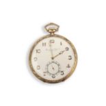 IWC Schaffhausen, a gold pocket watch, early 20th century, of open-faced design, circular silvered