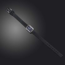 Chanel, a lady's diamond wristwatch, the signed black dial set with diamonds within octagonal