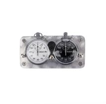 A cased pair of chrome steel stopwatches, for 1 minute duration and subsidiary 60 minute recording