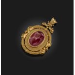 Antonio Berini (1770-1830), a fine carnelian intaglio pendant, early and mid 19th century, set