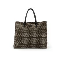 Fendi, a zucchino canvas brown tote 32cm wide, 25cm high, 13.5cm handle drop