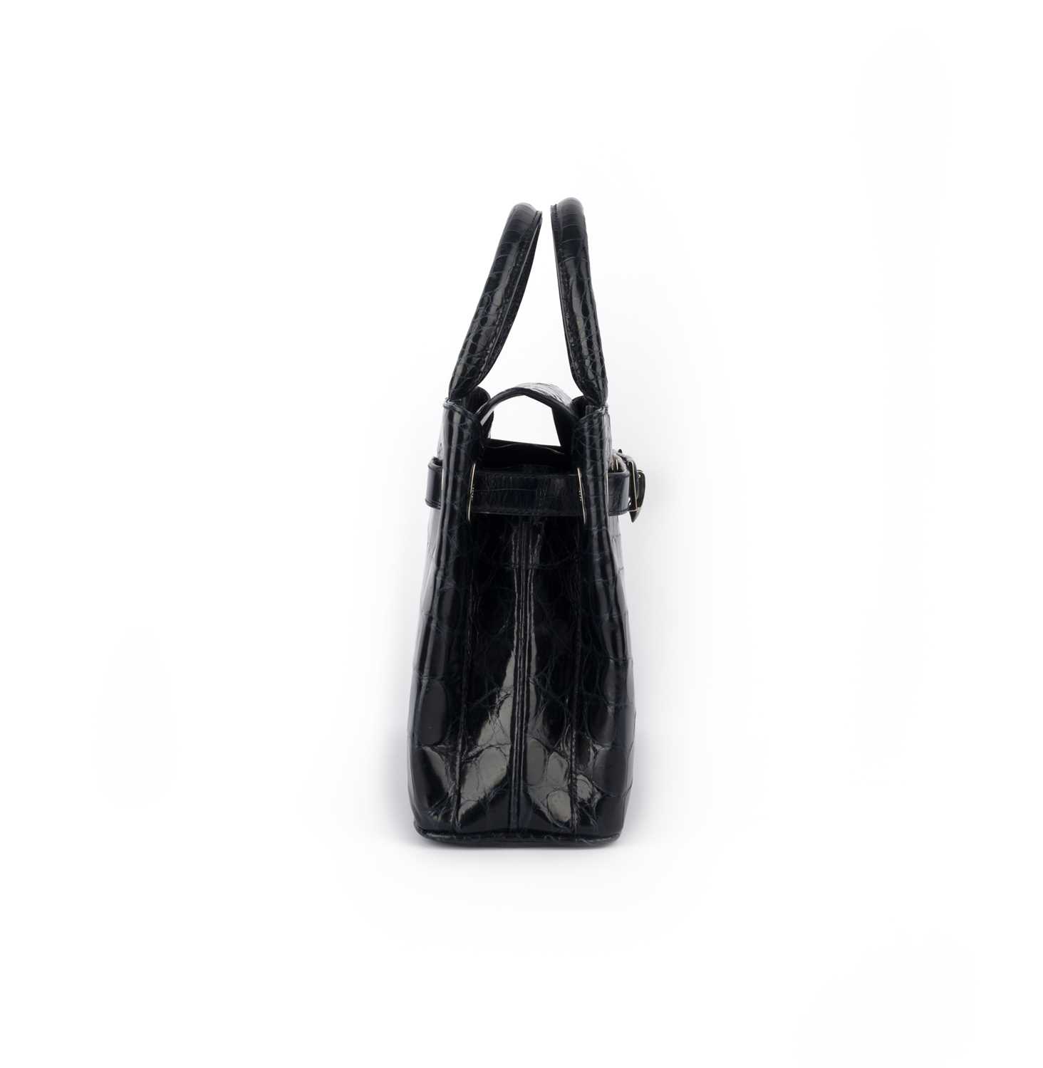 λ Asprey, a navy crocodile handbag 28.5cm wide, 20cm high, 10cm handle drop, includes coin purse, - Image 2 of 4