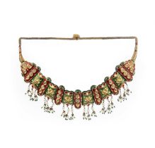 An enamel, and cultured pearl necklace, India, constructed in shellac-filled gold, composed of