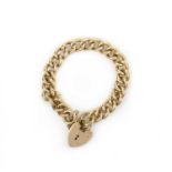 A gold bracelet, circa 1966, composed of heavy curb linking in 18ct gold, to a heart-shaped