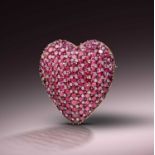 Trabert & Hoeffer Mauboussin, a pink sapphire and diamond brooch, 'Reflection', 1940s, designed as a