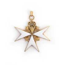 A gold and enamel pendant, Venerable Order of St John, late 19th/early 20th century, designed as a