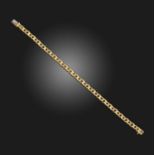 Van Cleef & Arpels, a gold bracelet, of flattened curb linking in gold, length 18.5cm, signed VCA,