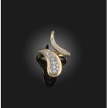 Lalaounis, a diamond-set gold snake ring, of stylised design set with graduated circular-cut