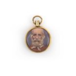 A commemorative portrait miniature pendant of Giuseppe Garibaldi, late 19th century, the glazed