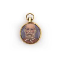 A commemorative portrait miniature pendant of Giuseppe Garibaldi, late 19th century, the glazed