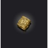 Elizabeth Gage, a gold Zodiac ring for Capricorn, decorated with sea-goats with a rope twist